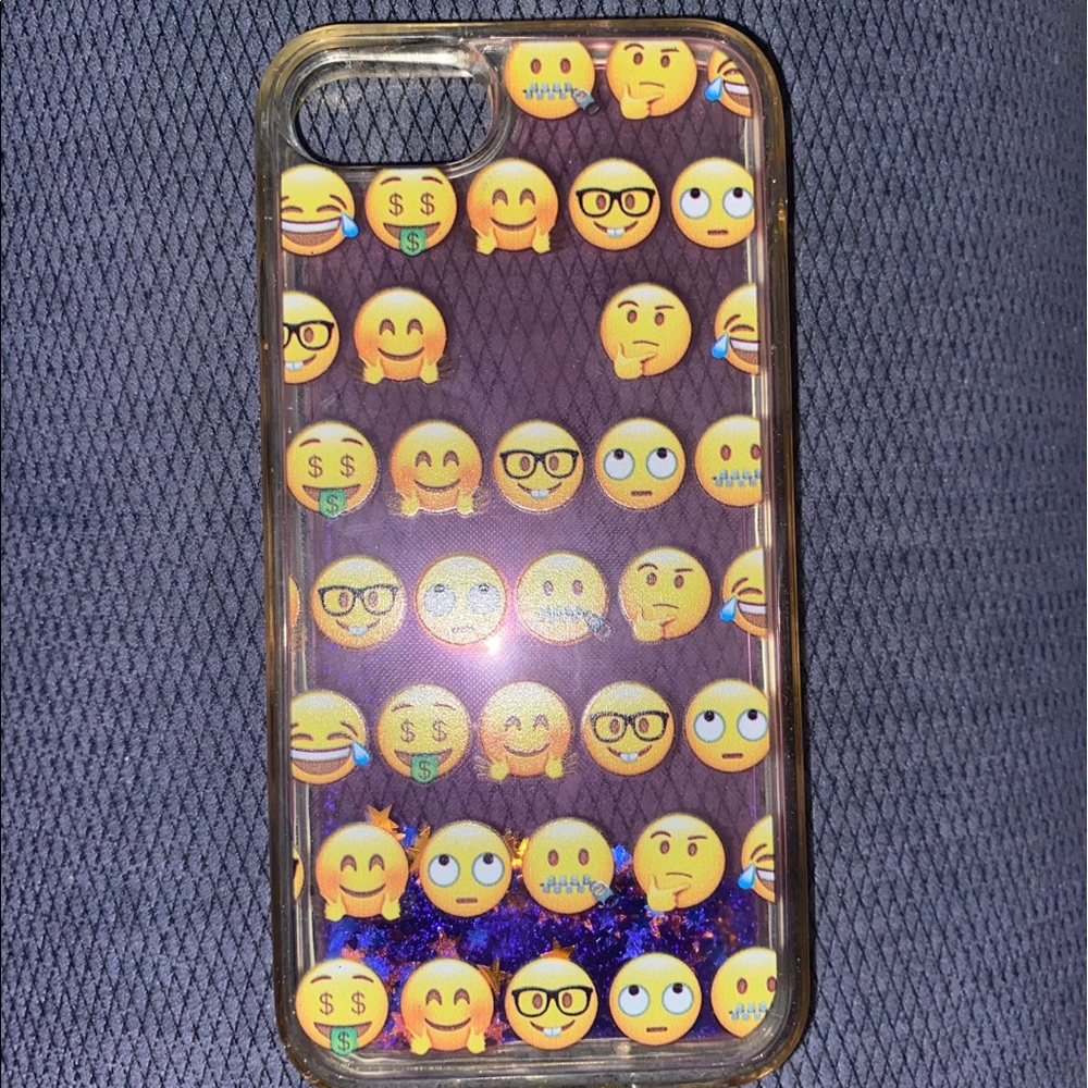 Clear emoji waterfall glitter case